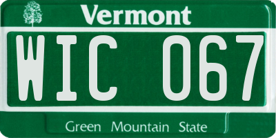 VT license plate WIC067