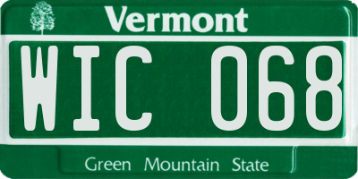 VT license plate WIC068