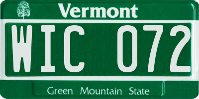 VT license plate WIC072