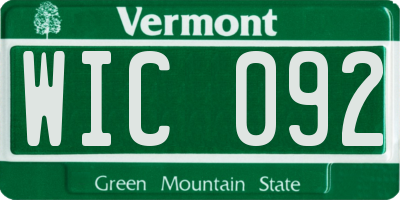 VT license plate WIC092