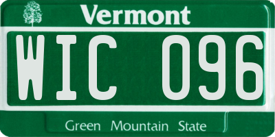 VT license plate WIC096