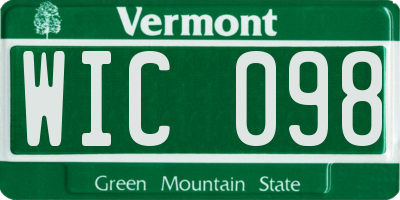 VT license plate WIC098