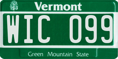 VT license plate WIC099