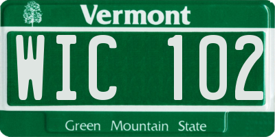 VT license plate WIC102