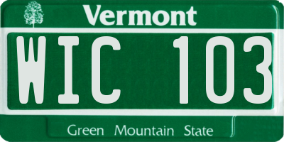 VT license plate WIC103