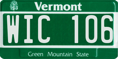 VT license plate WIC106