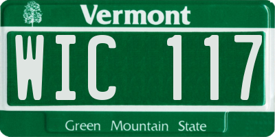 VT license plate WIC117