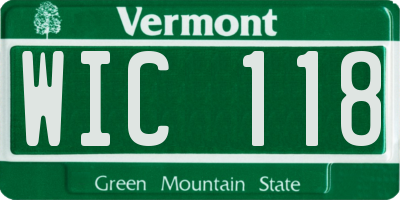 VT license plate WIC118