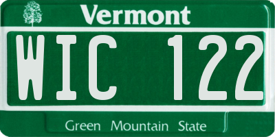 VT license plate WIC122