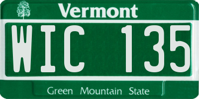 VT license plate WIC135