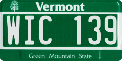VT license plate WIC139