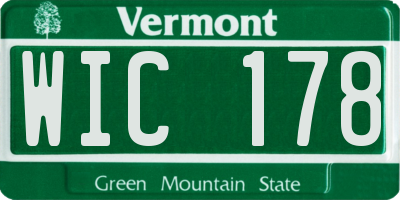 VT license plate WIC178