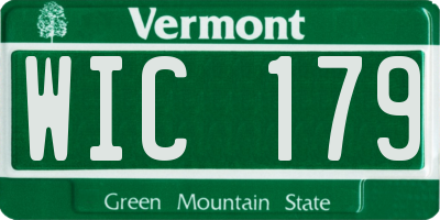 VT license plate WIC179