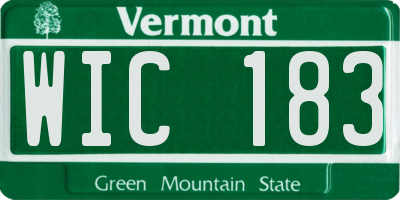 VT license plate WIC183