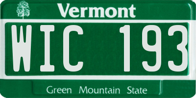 VT license plate WIC193