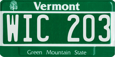 VT license plate WIC203
