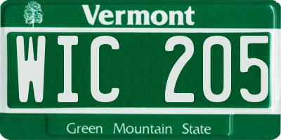 VT license plate WIC205