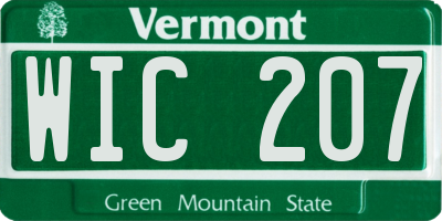 VT license plate WIC207