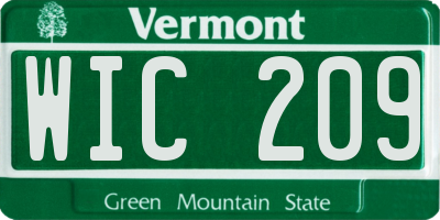 VT license plate WIC209
