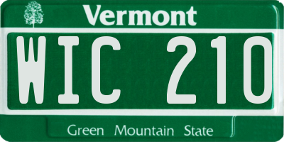 VT license plate WIC210