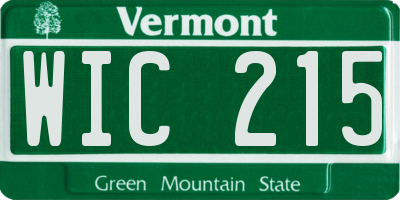 VT license plate WIC215