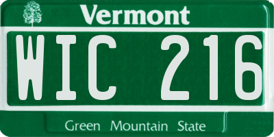 VT license plate WIC216
