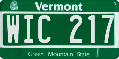 VT license plate WIC217