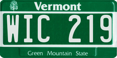VT license plate WIC219