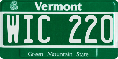 VT license plate WIC220