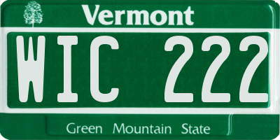 VT license plate WIC222