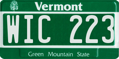 VT license plate WIC223