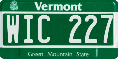 VT license plate WIC227