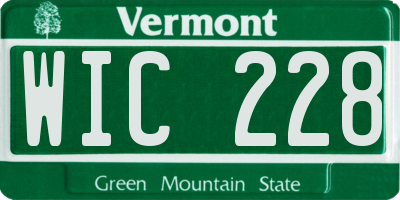 VT license plate WIC228