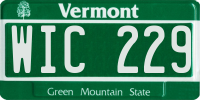 VT license plate WIC229