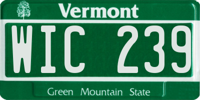 VT license plate WIC239