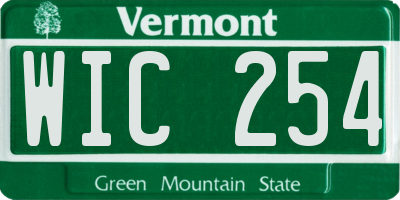 VT license plate WIC254
