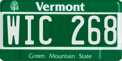 VT license plate WIC268