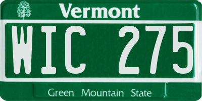 VT license plate WIC275