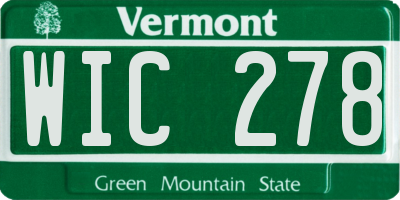 VT license plate WIC278