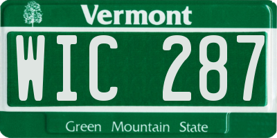 VT license plate WIC287