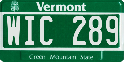 VT license plate WIC289