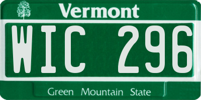 VT license plate WIC296