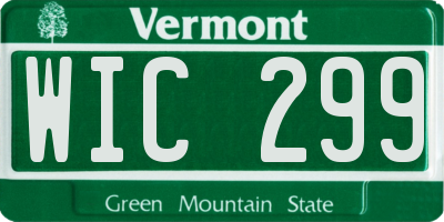 VT license plate WIC299