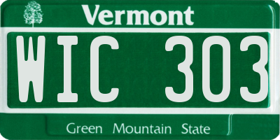 VT license plate WIC303