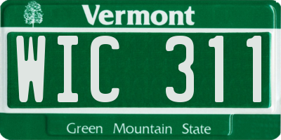 VT license plate WIC311
