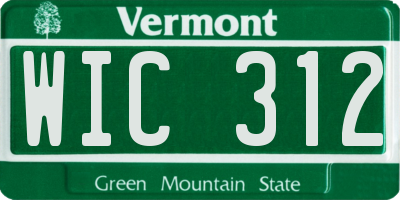 VT license plate WIC312