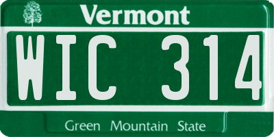 VT license plate WIC314