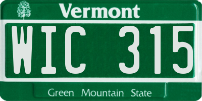 VT license plate WIC315