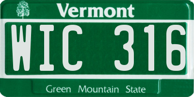 VT license plate WIC316