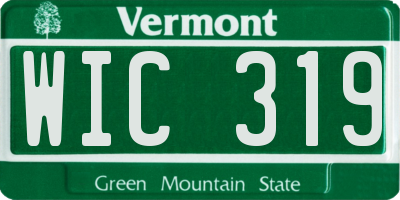 VT license plate WIC319